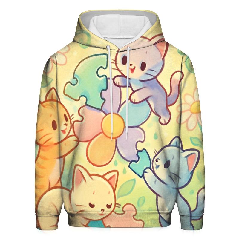 Sunlit Garden Puzzle Kittens heavyweight hoodies