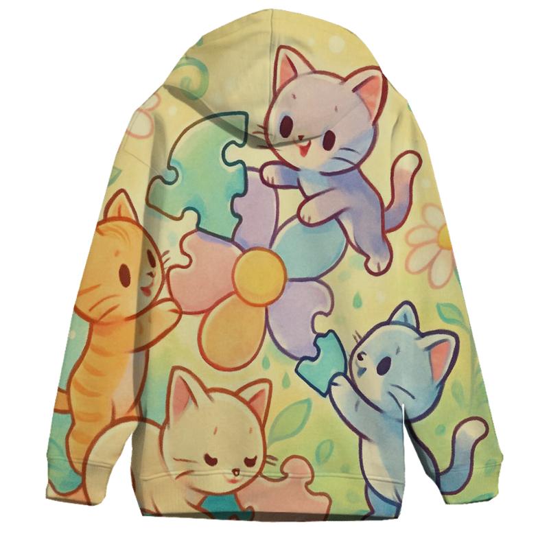 Sunlit Garden Puzzle Kittens heavyweight hoodies