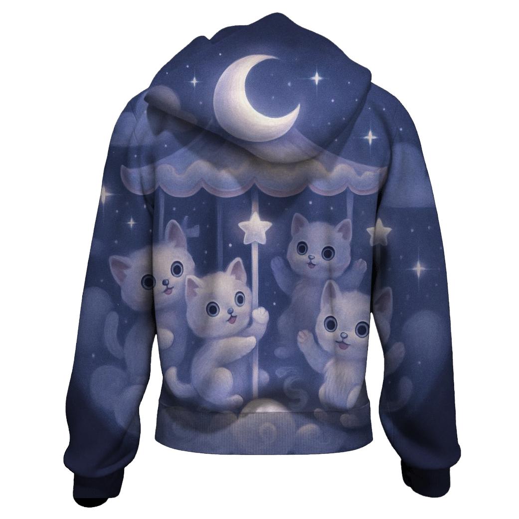 Moonlit Cloud Kitten Carousel lightweight hoodies