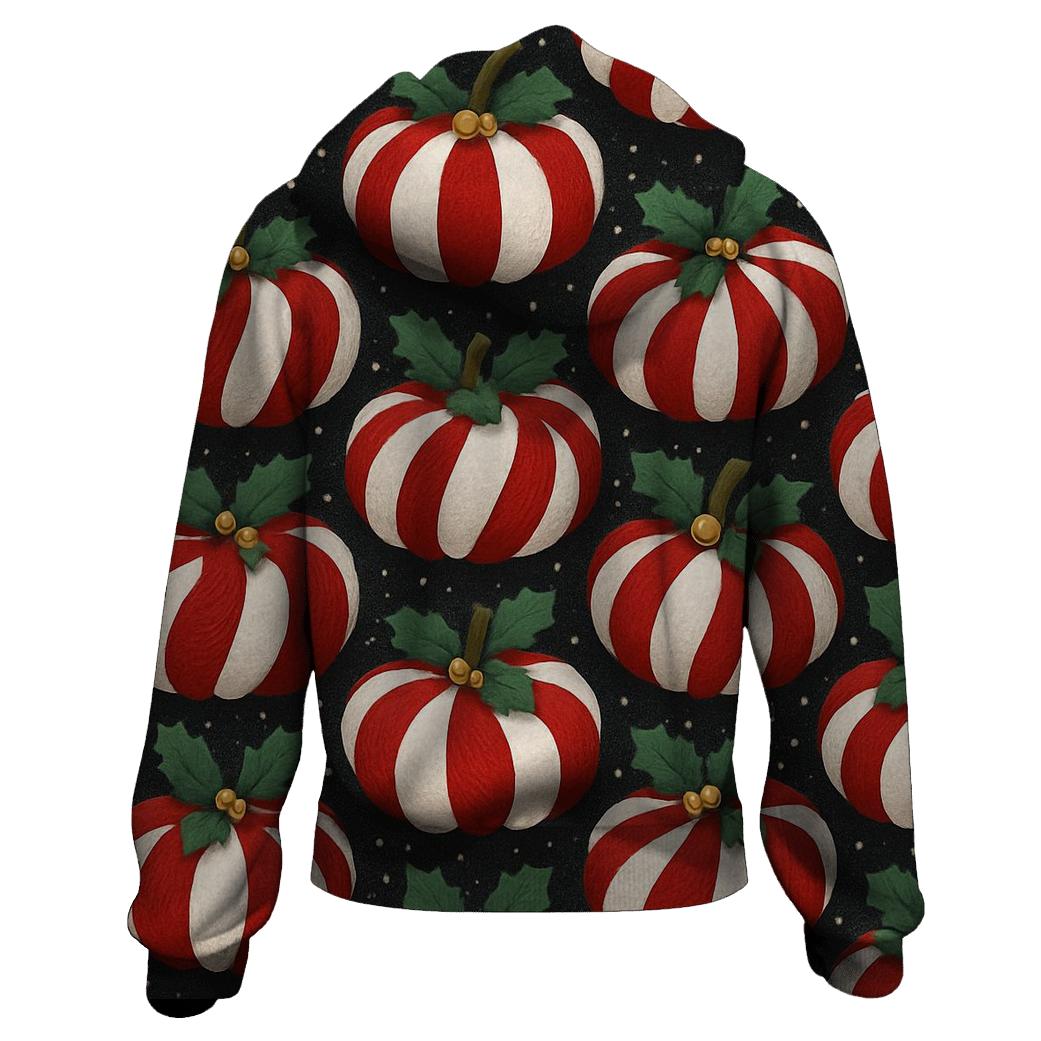 Candy Cane Knit Pumpkin Tessellation On Charcoal Background hoodies fashion