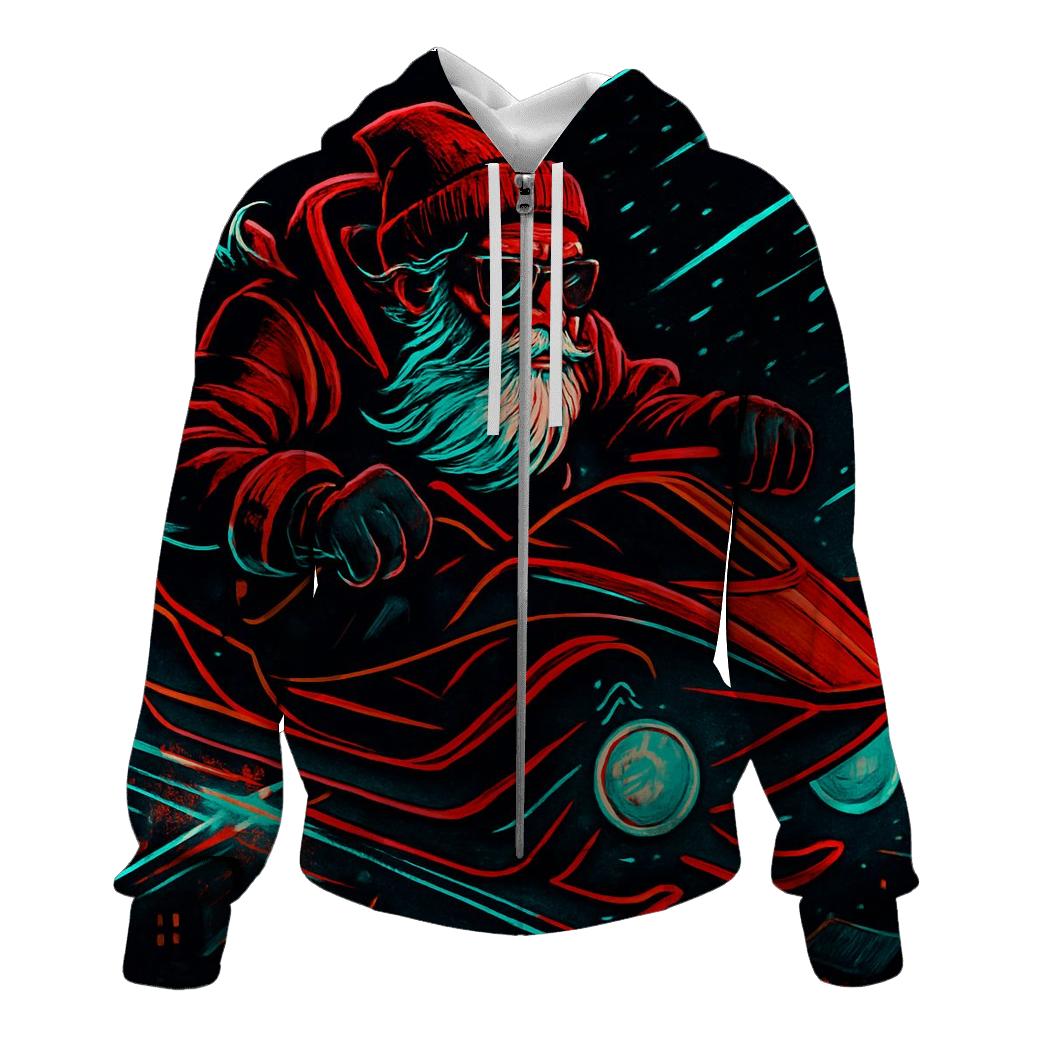 Neon Midnight Sleigh Rider embroidered hoodies