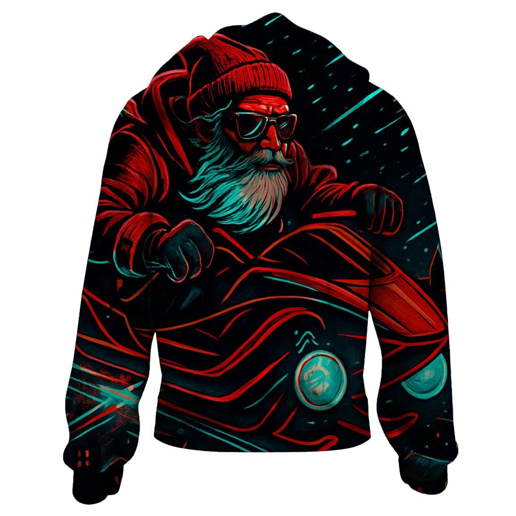 Neon Midnight Sleigh Rider embroidered hoodies