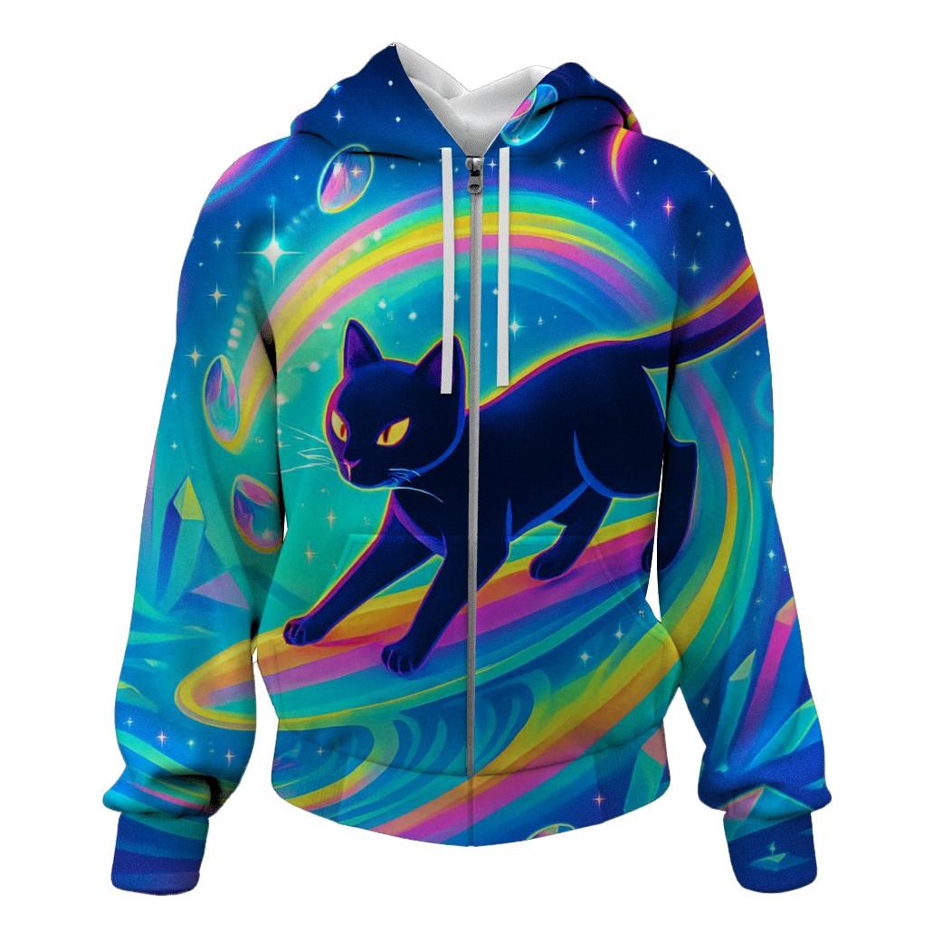 Prism Tide Dreamer Cat zip-up hoodies