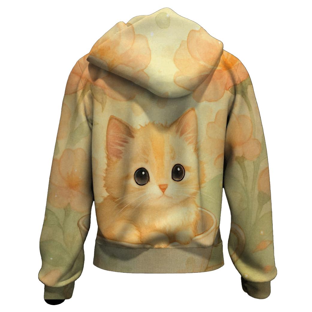 Sunrise Tea Garden Kitten Nap designer hoodies