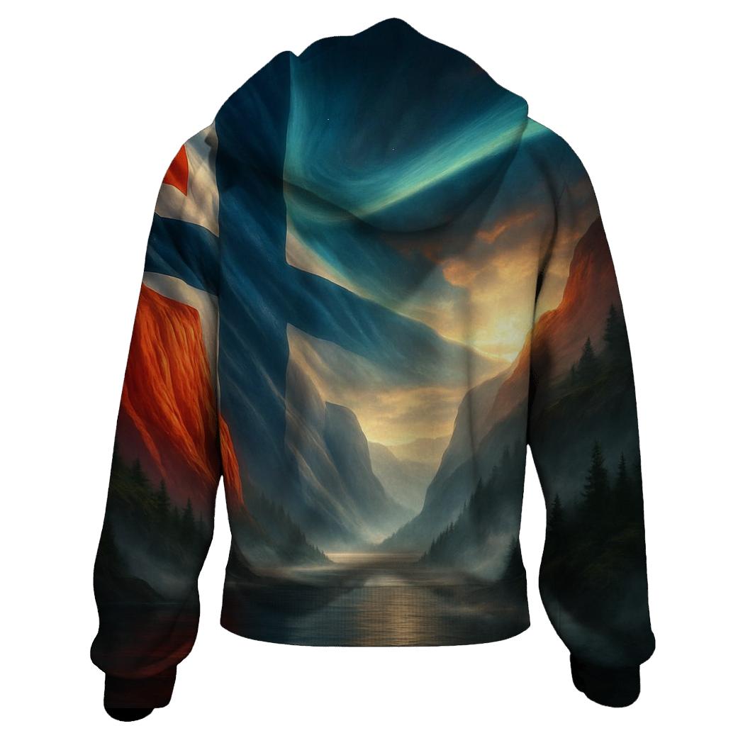 Aurora Fjord Flag Of Norway zip-up hoodies