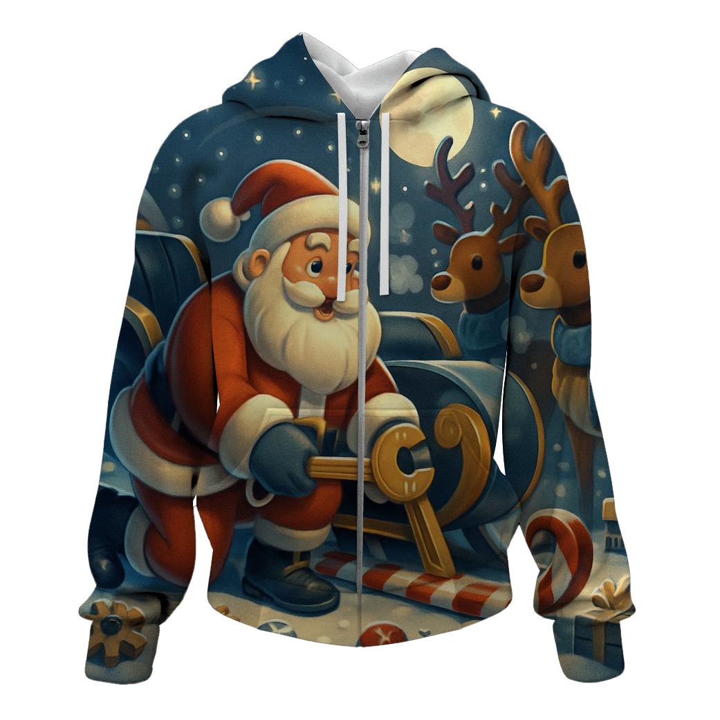 Midnight Sleigh Repair Pit Stop graphic hoodies