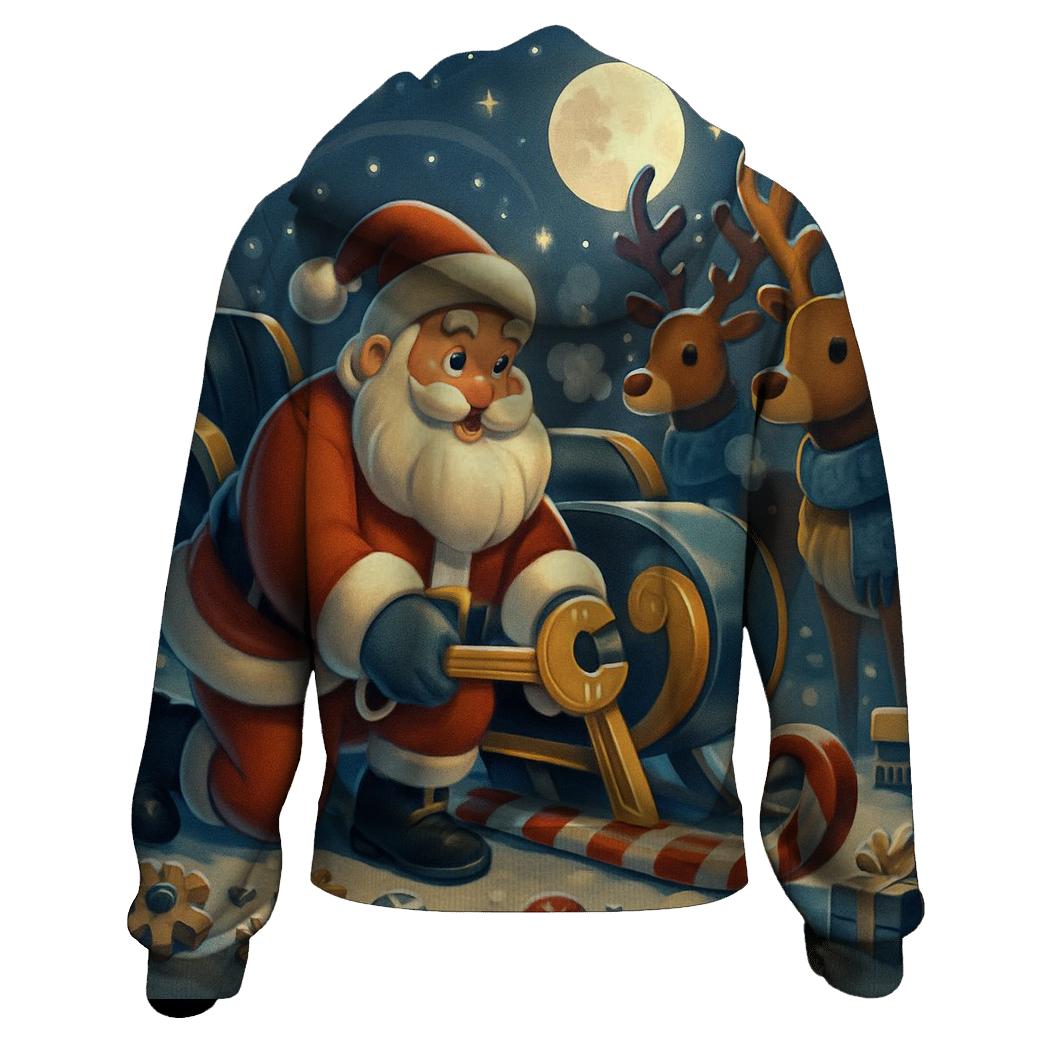 Midnight Sleigh Repair Pit Stop graphic hoodies