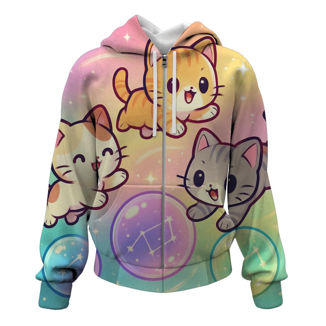 Starlight Bubble Orbit Kittens embroidered hoodies