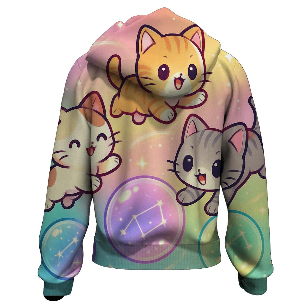 Starlight Bubble Orbit Kittens embroidered hoodies