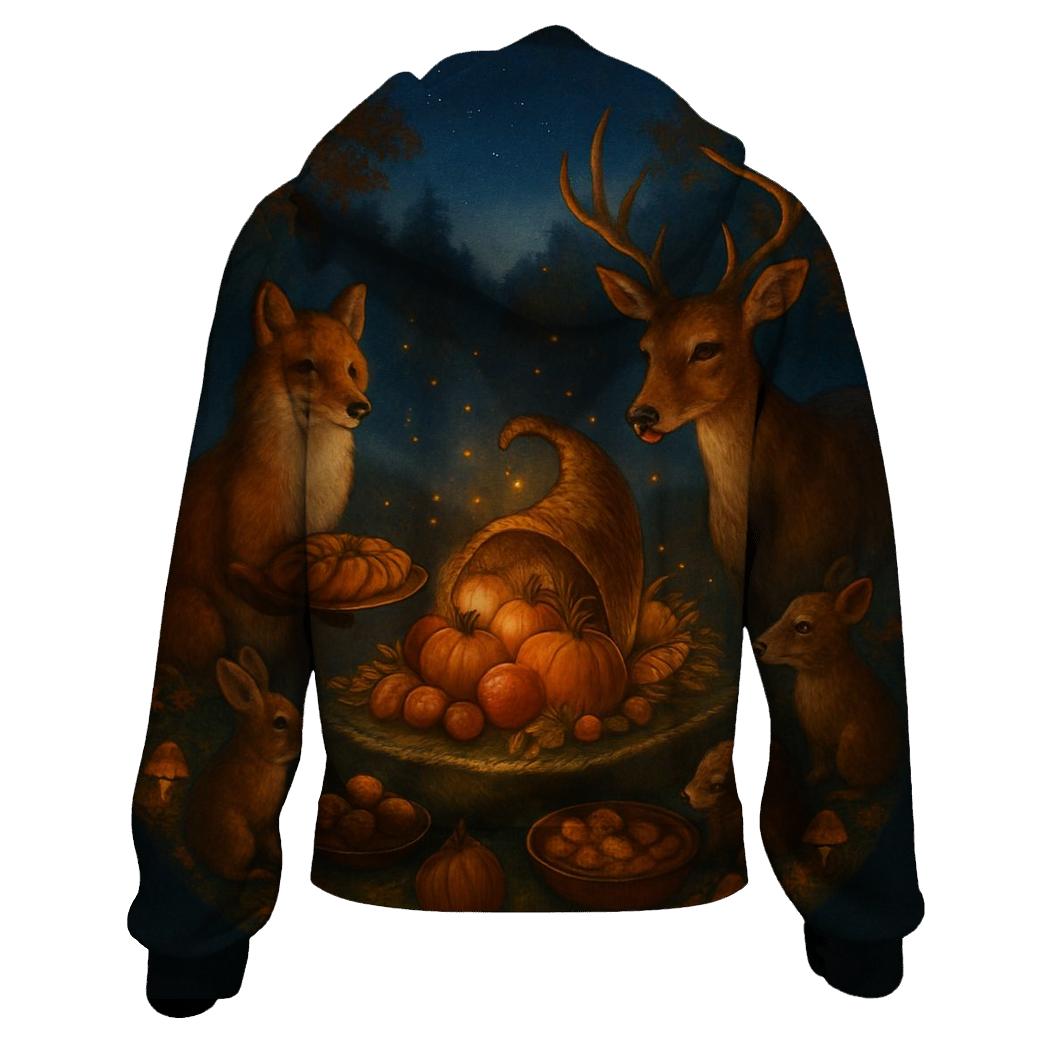Starlit Cornucopia Woodland Banquet graphic hoodies