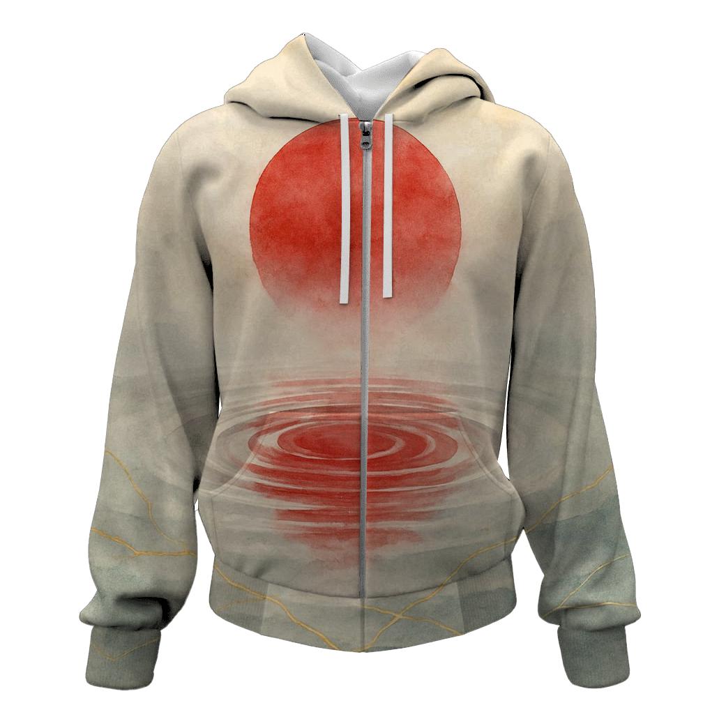 Kintsugi Wave Banner Of Japan printed hoodies