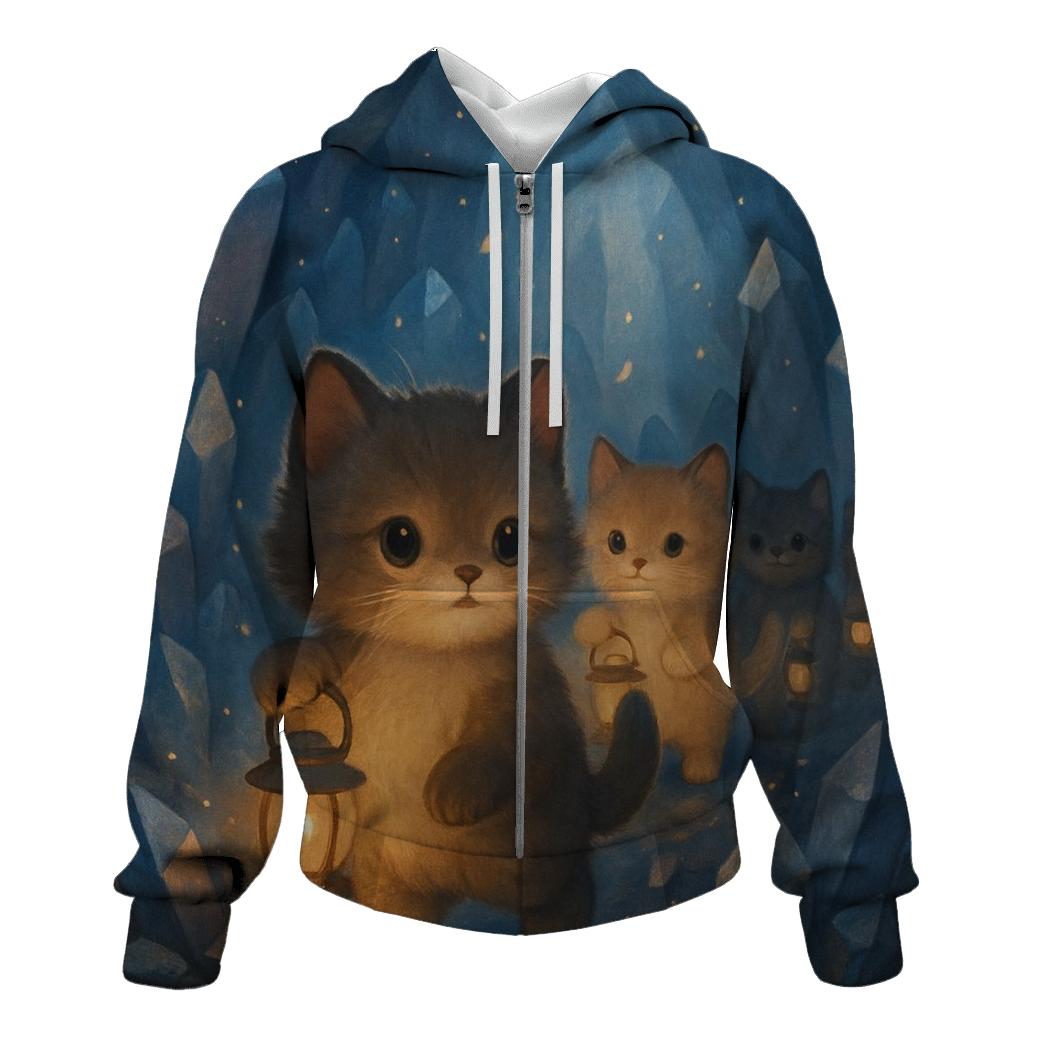 Crystal Cave Lantern Cat Parade embroidered hoodies