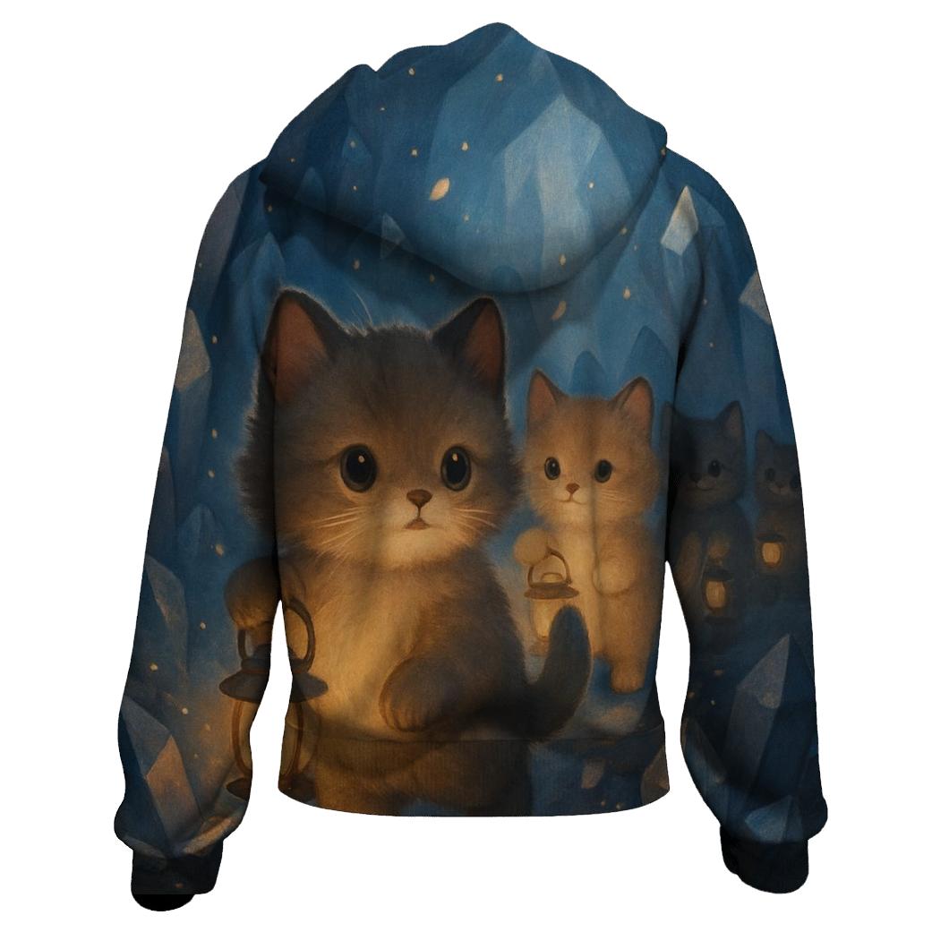 Crystal Cave Lantern Cat Parade embroidered hoodies