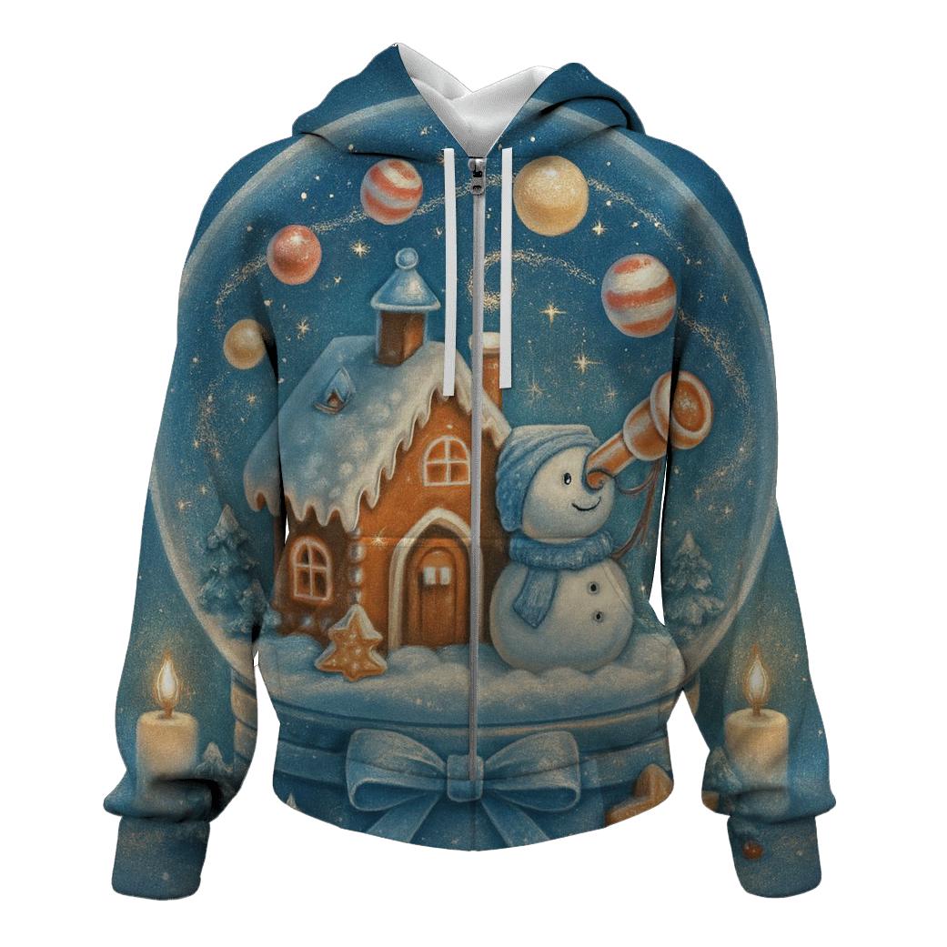 Gingerbread Observatory Snow Globe printed hoodies