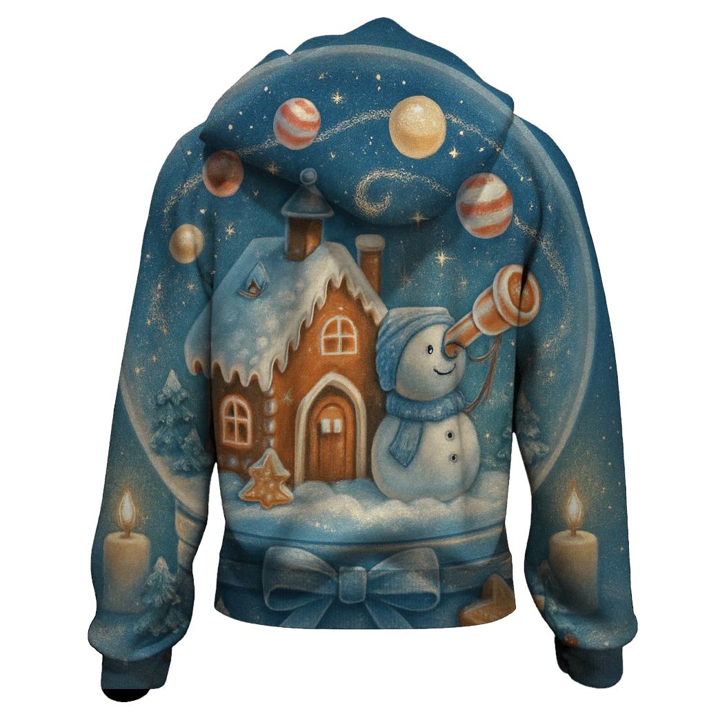 Gingerbread Observatory Snow Globe printed hoodies