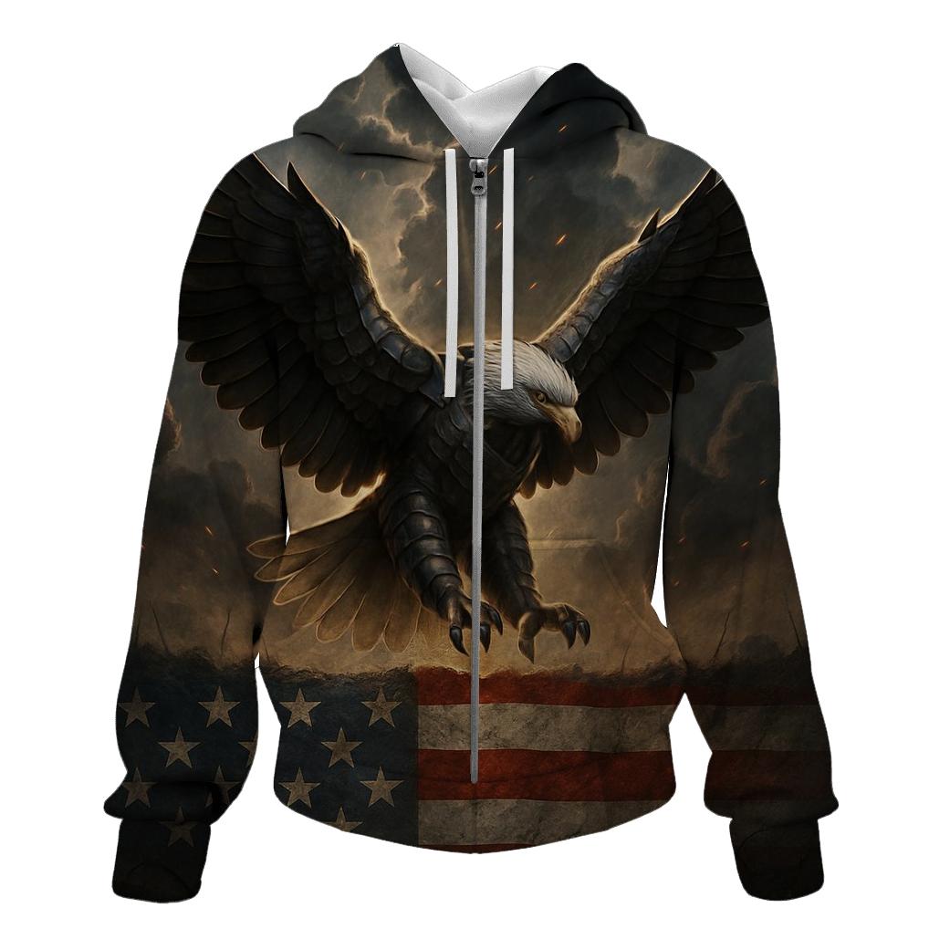 Eagle Of Steel Over The Flag Forged Horizon zip-up hoodies