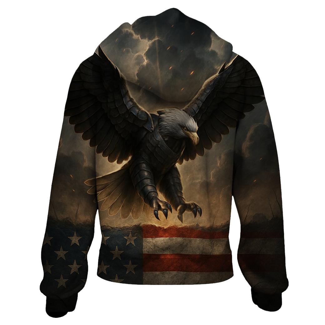 Eagle Of Steel Over The Flag Forged Horizon zip-up hoodies