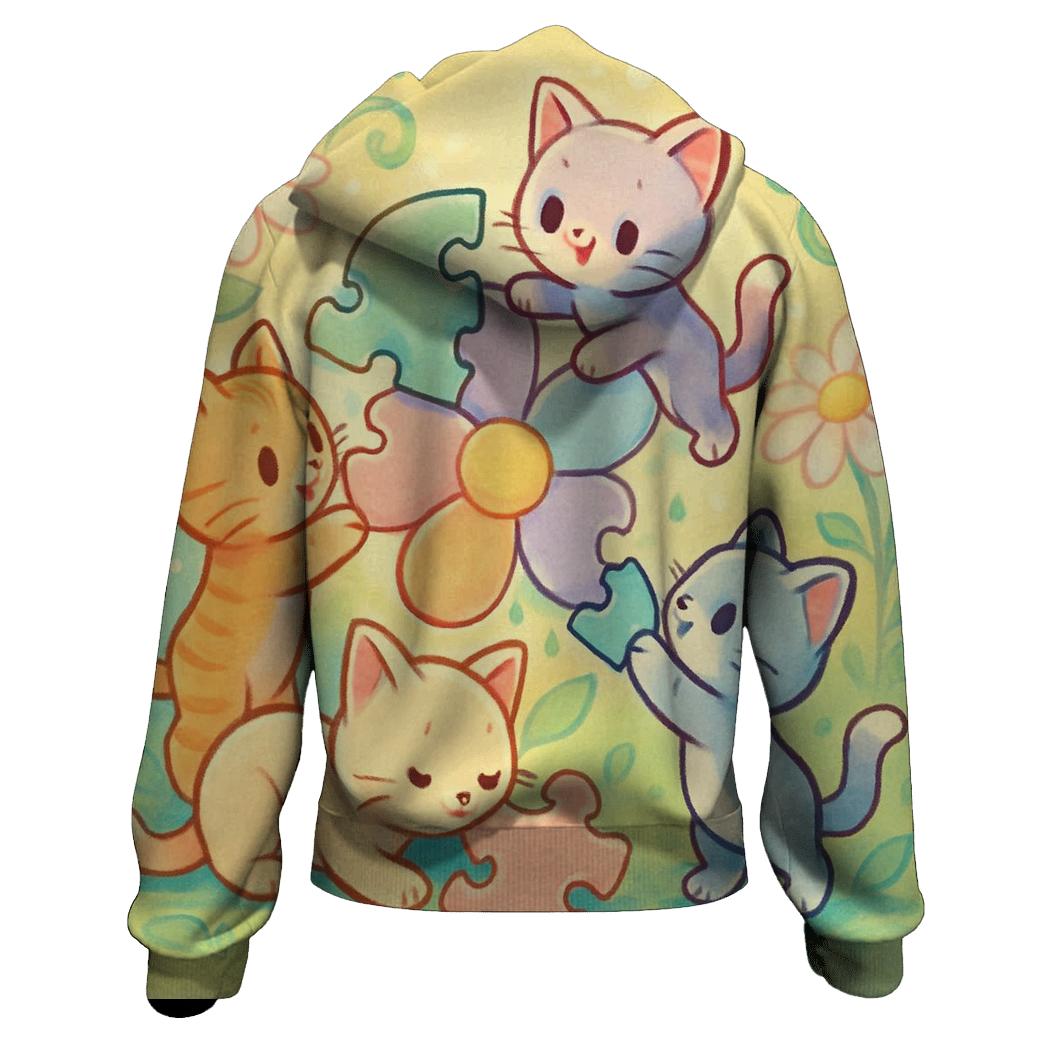 Sunlit Garden Puzzle Kittens hoodie trends