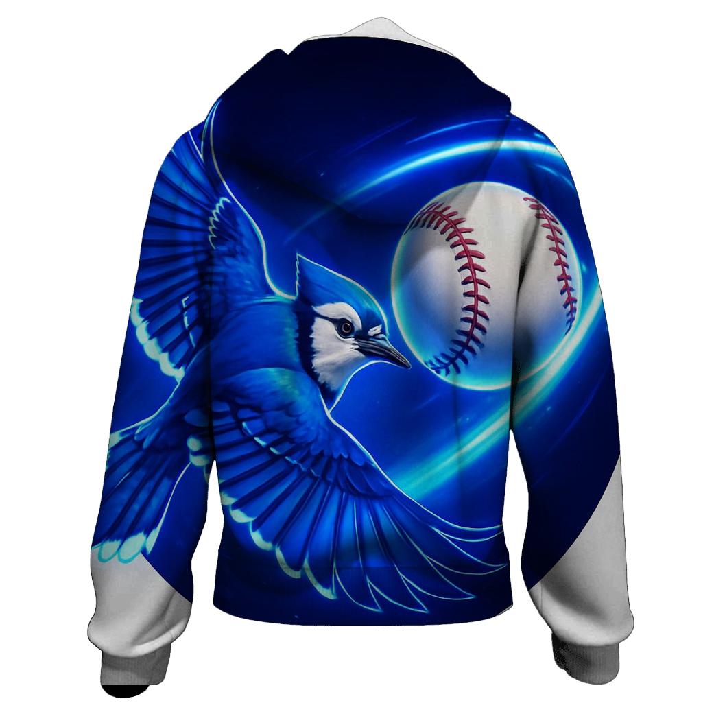 Electric Flight Trail Blue Jays In Orbit custom hoodies