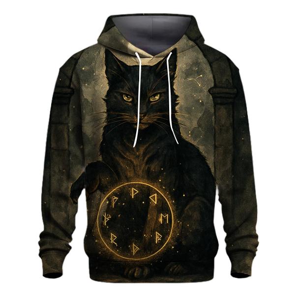 Midnight Rune Guardian Cat lightweight hoodies