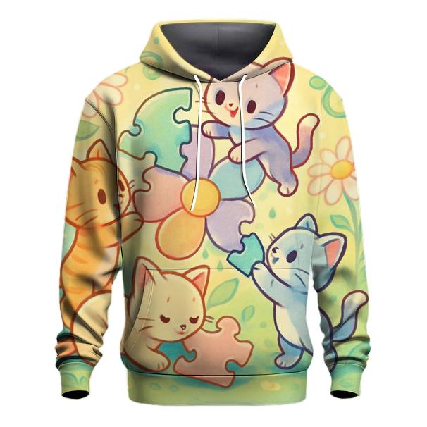 Sunlit Garden Puzzle Kittens designer hoodies