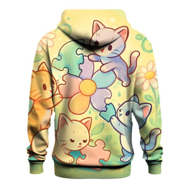 Sunlit Garden Puzzle Kittens designer hoodies