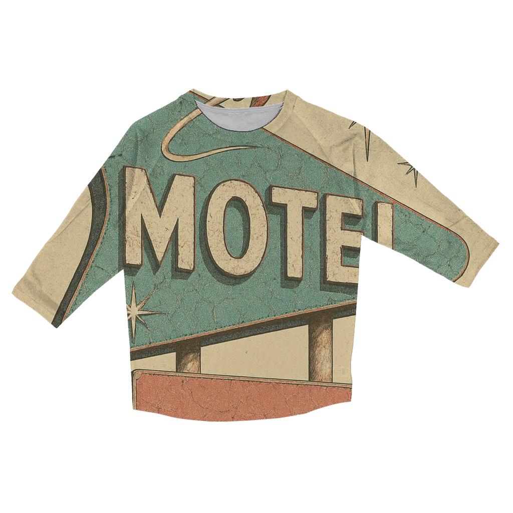 Faded Space Age Motel Sign printed three quarter sleeve shirts