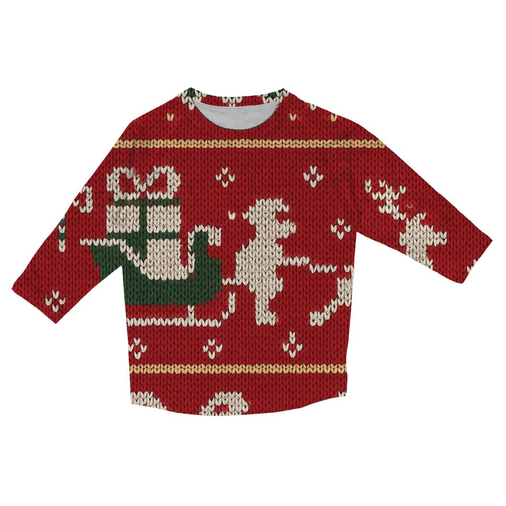 Santa Sleigh Zigzag Skyline Design cotton quarter sleeve shirts