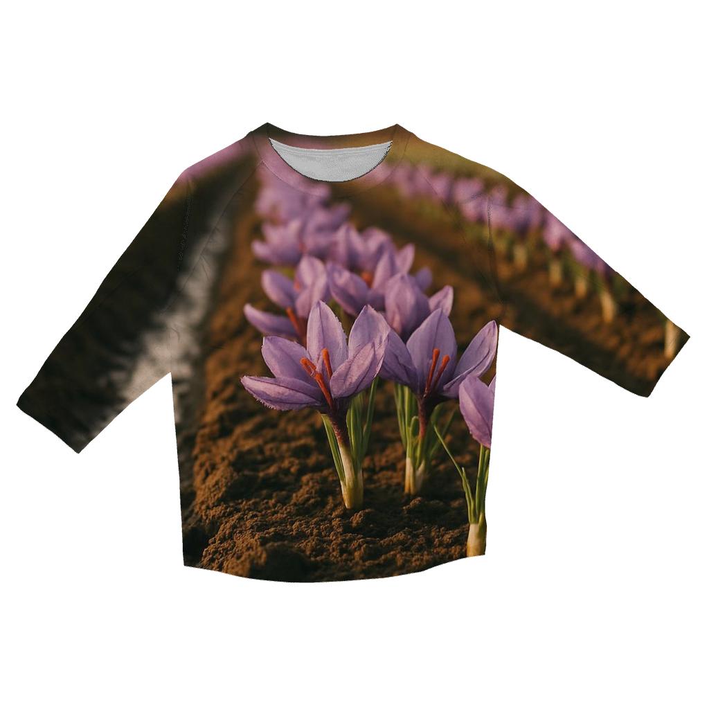 Saffron Crocus Rows After Irrigation designer 3/4 sleeve blouses