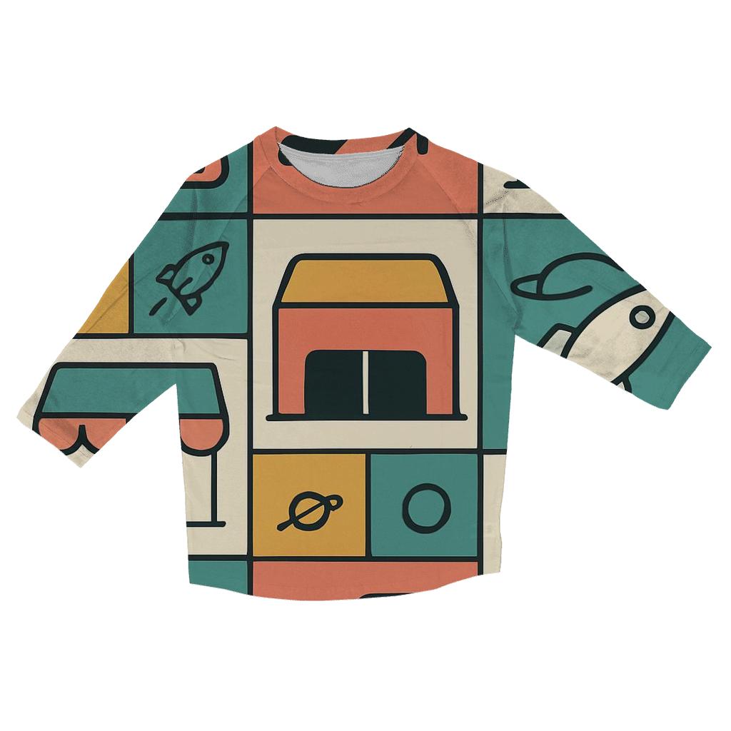 Space Mall Food Court Pattern trendy 3/4 sleeve tops