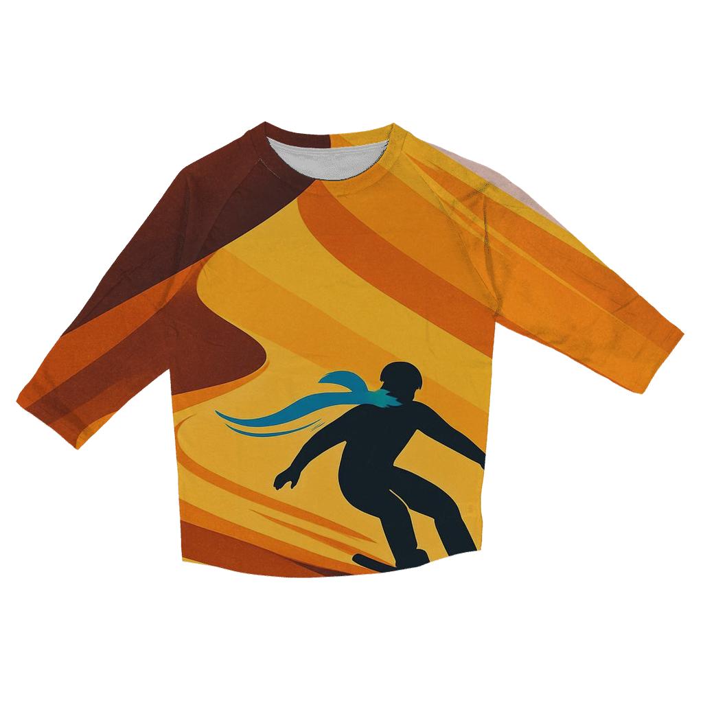Desert Dune Sandboarding Slalom printed three quarter sleeve shirts
