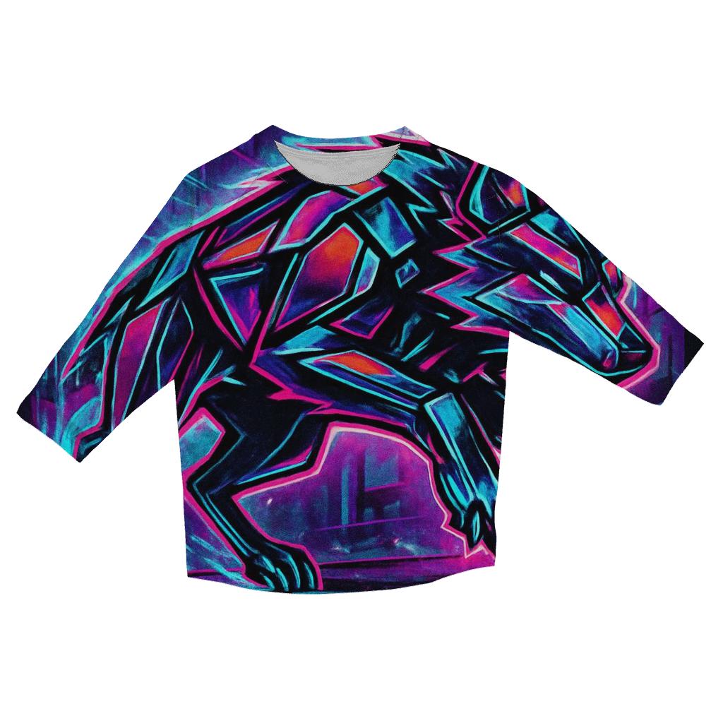 Neon Rift Streetrunner Wolf personalized 3/4 sleeve tees