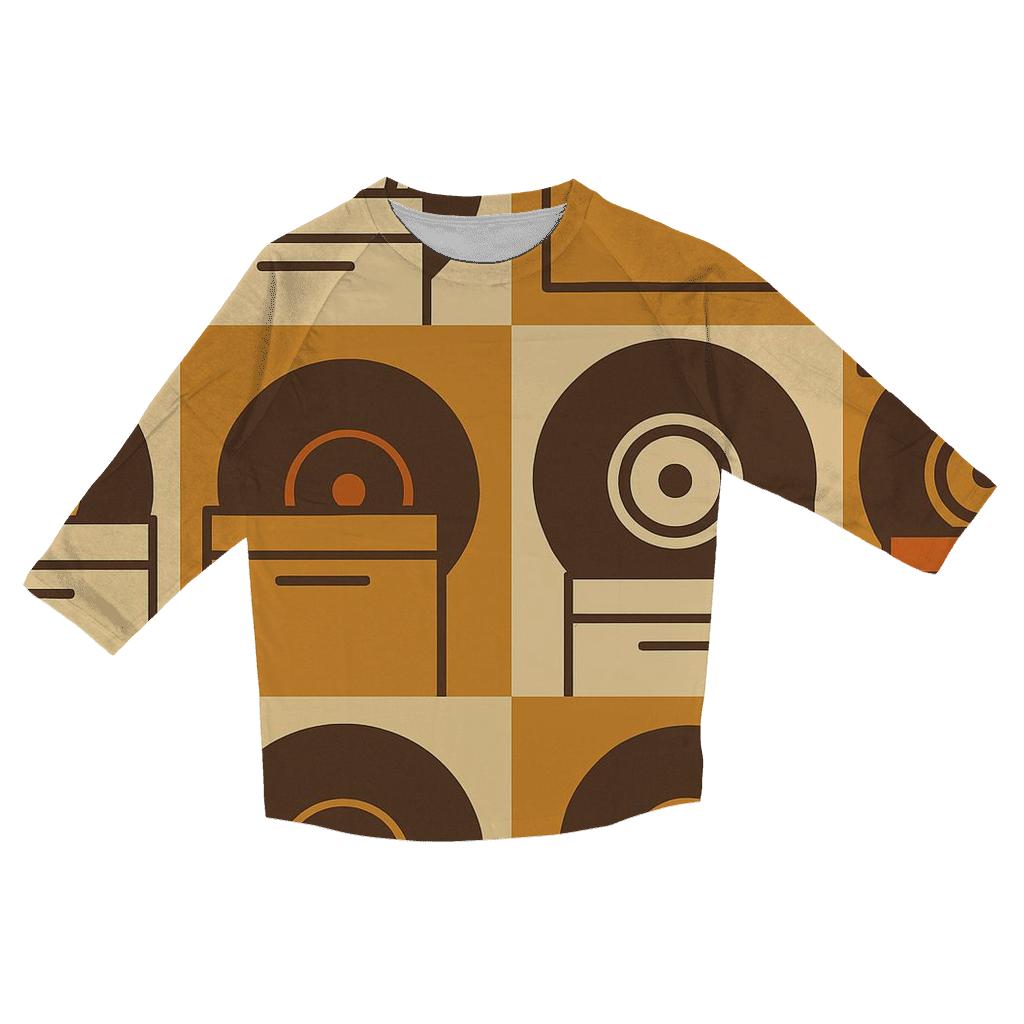 Earth Tone Record Crate Pattern cotton quarter sleeve shirts