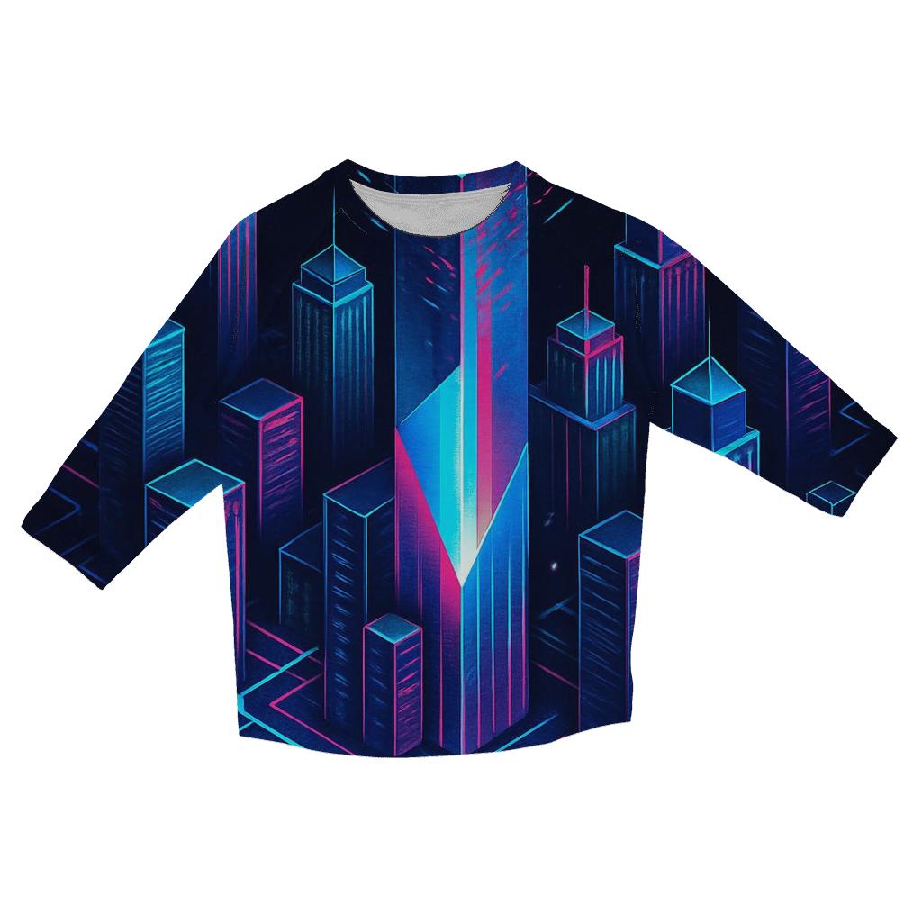 Glitch Prism City Poster personalized 3/4 sleeve tees