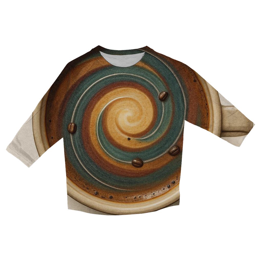 Latte Orbit Swirl casual three quarter sleeve shirts