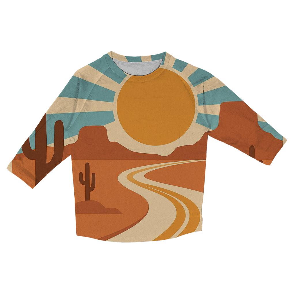 Desert Road Trip Sunburst Map custom 3/4 sleeve shirts