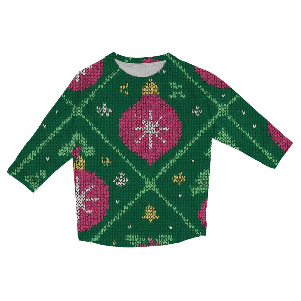 Holly Ornament Firework Lattice Design trendy 3/4 sleeve tops