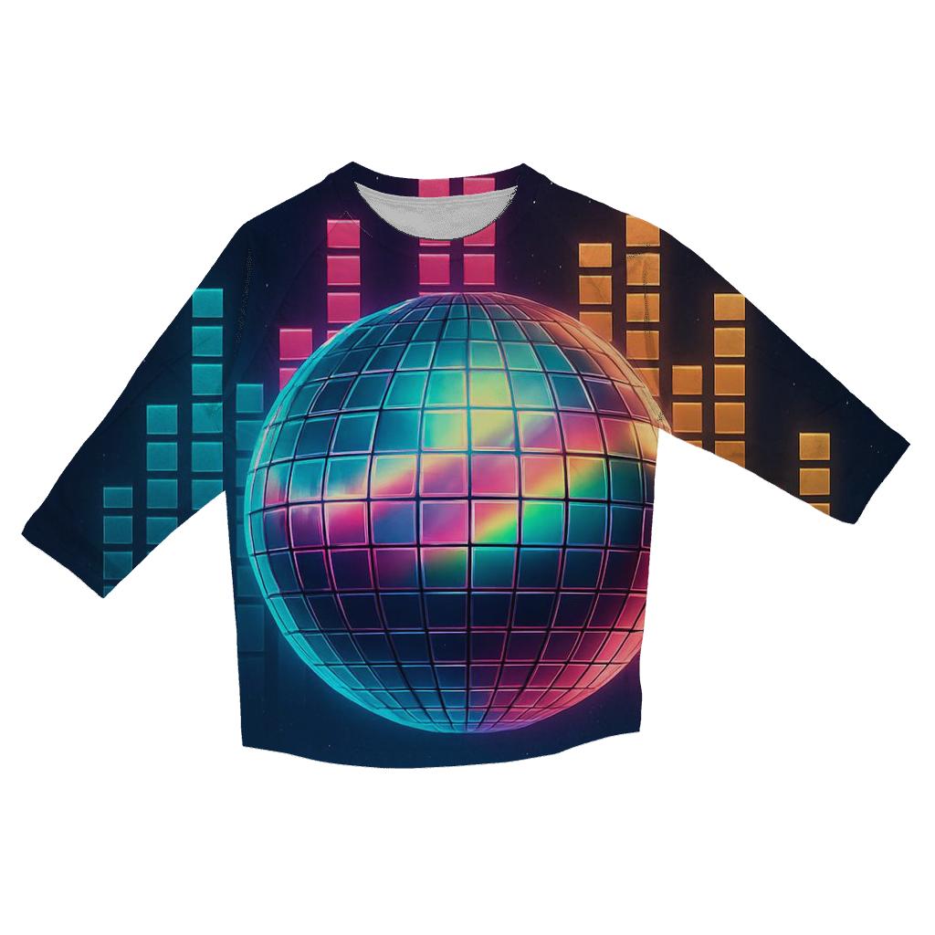 Disco Ball Aurora Grid trendy 3/4 sleeve tops