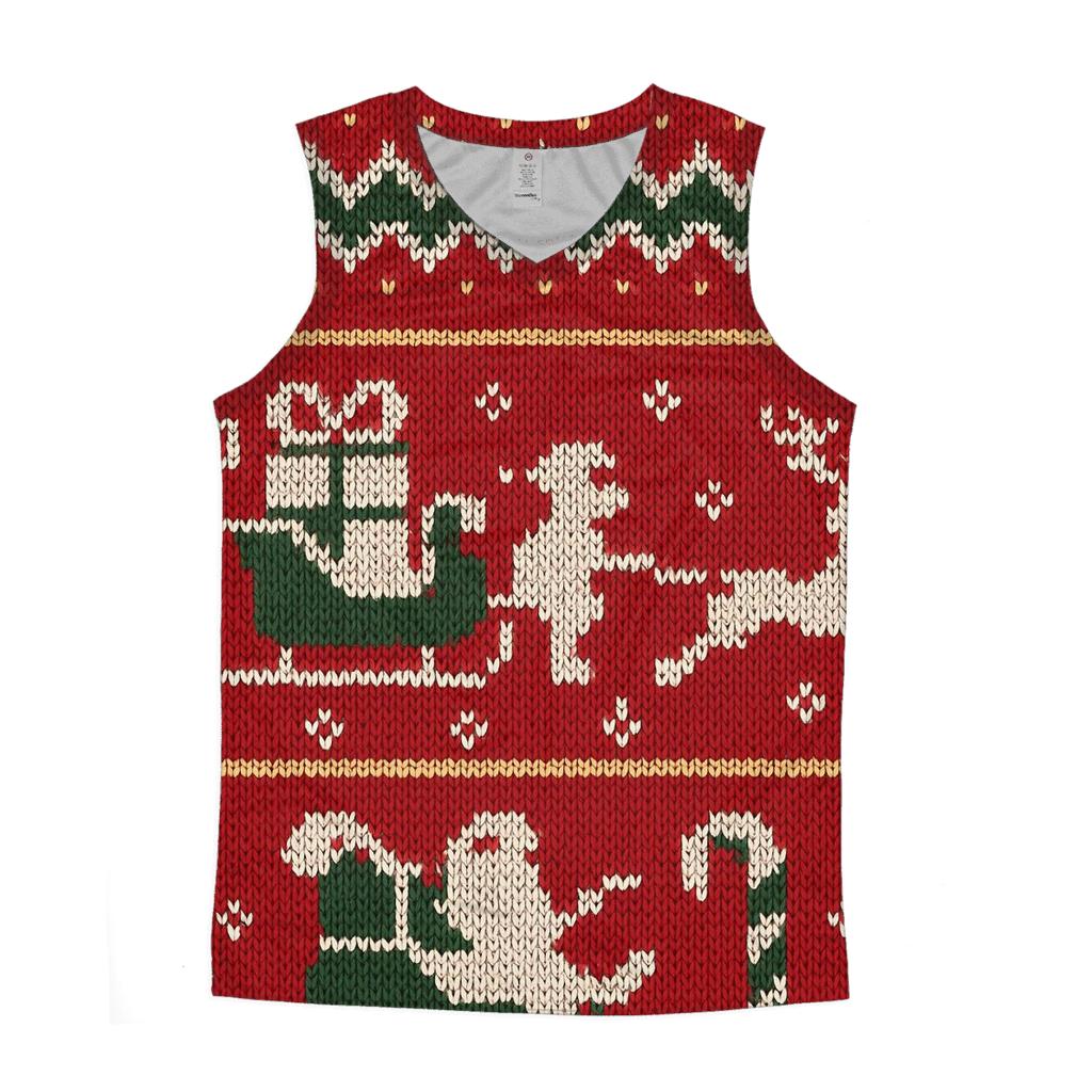 Santa Sleigh Zigzag Skyline Design trendy fitted tank tops
