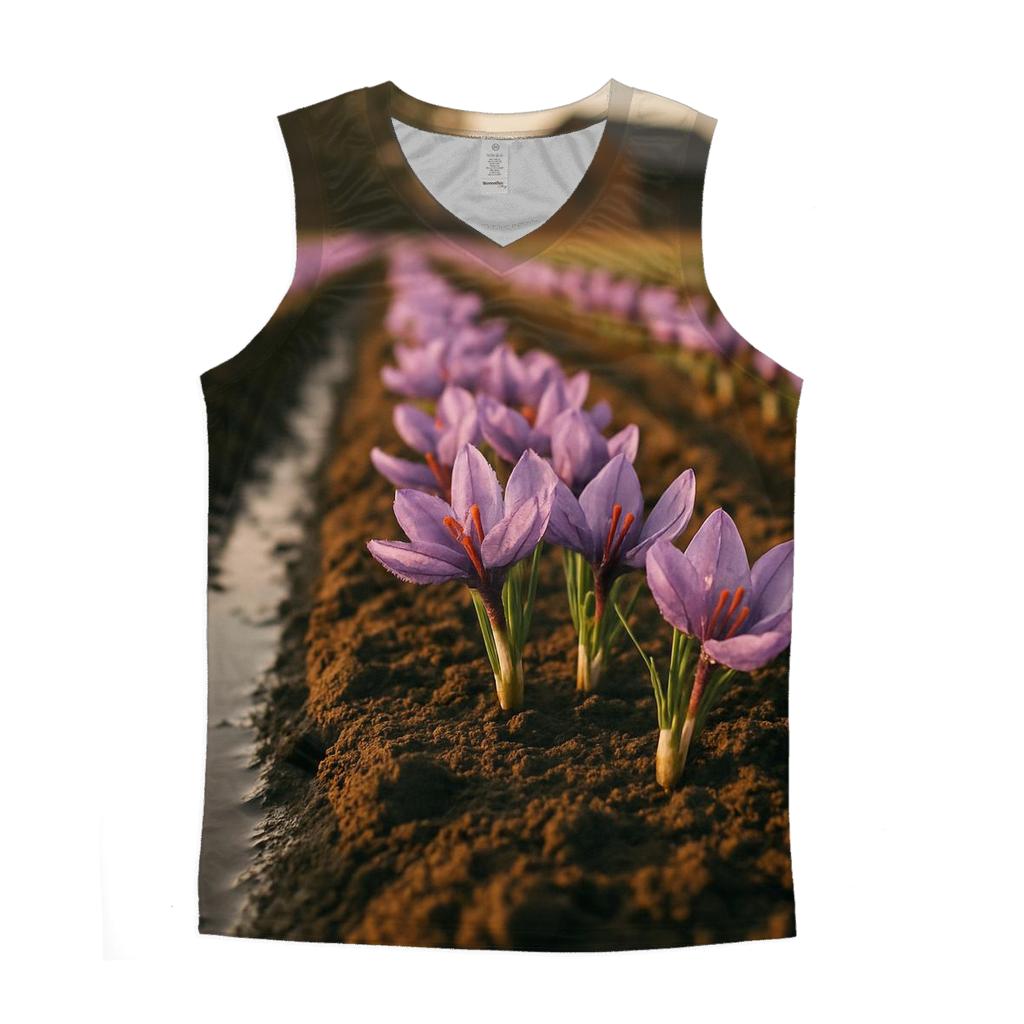 Saffron Crocus Rows After Irrigation designer workout tanks