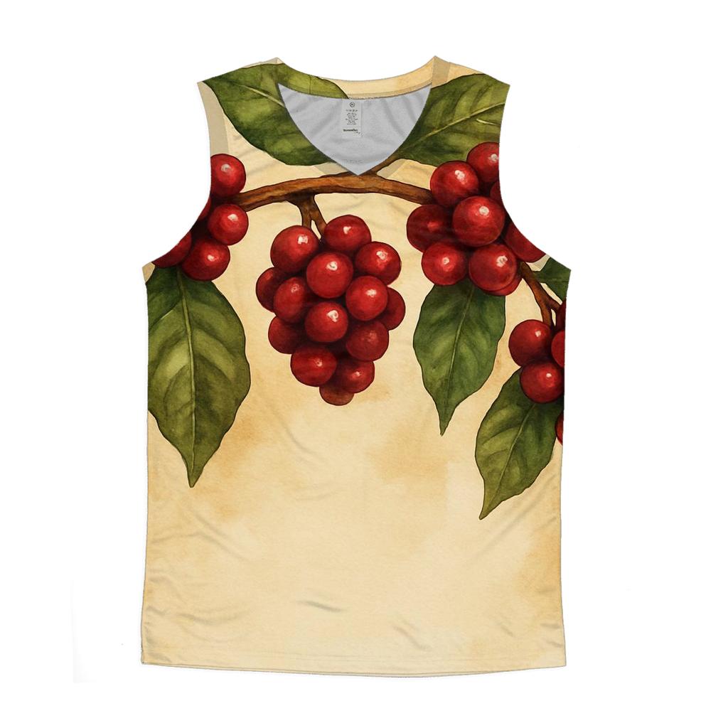 Coffee Cherry Canopy graphic print tank tops