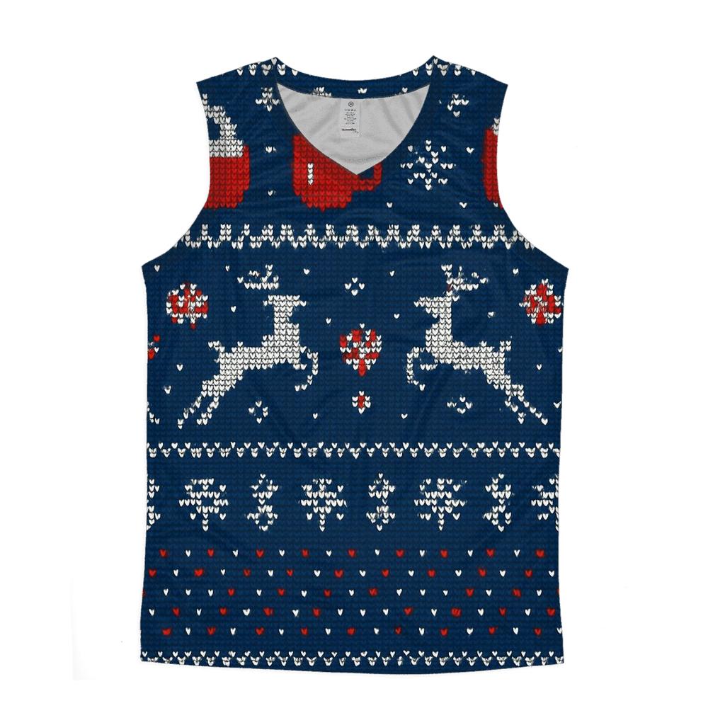 Reindeer Cocoa Mug Stripe Parade Design sports performance tank tops