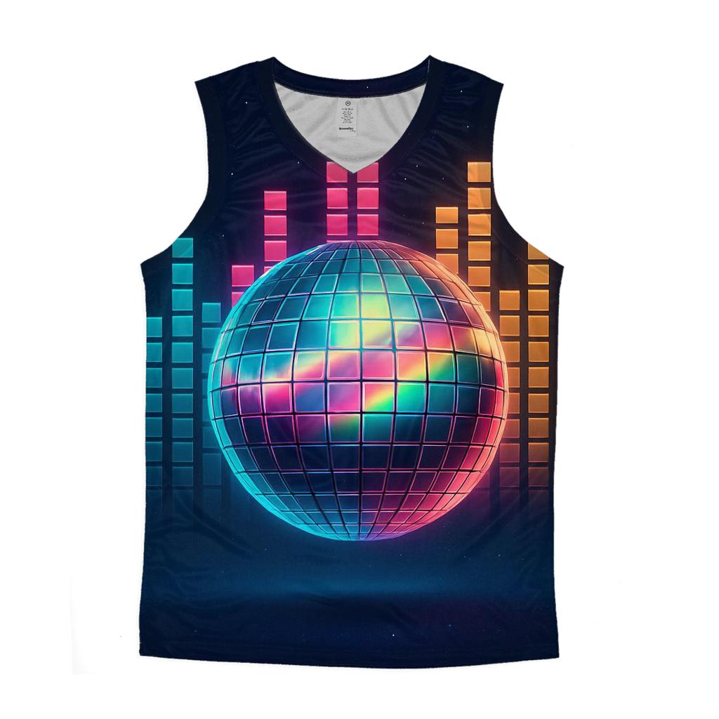 Disco Ball Aurora Grid graphic print tank tops