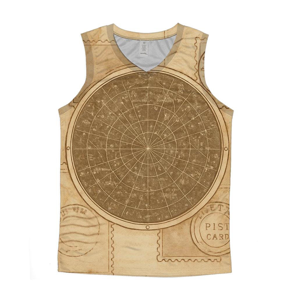 Antique Star Map Postcard Collage sports performance tank tops