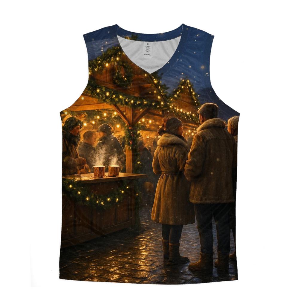 Christmas Market Lanterns Under Soft Starlight designer workout tanks