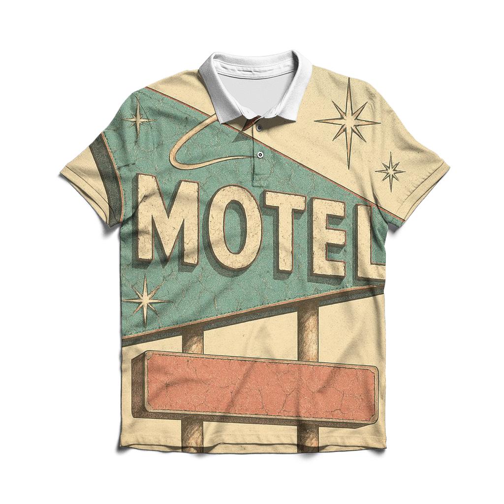 Faded Space Age Motel Sign classic pique polos