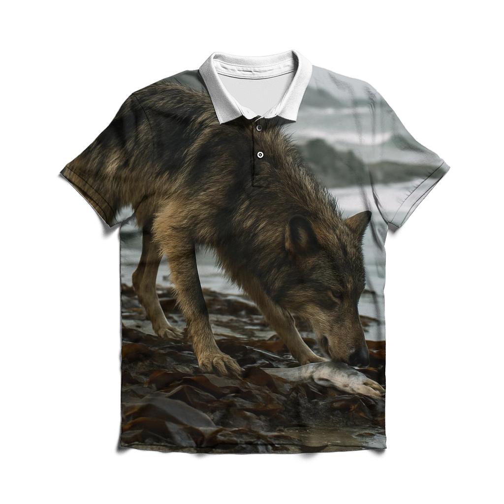 Coastal Wolf Kelp Forage stylish collar polo tees