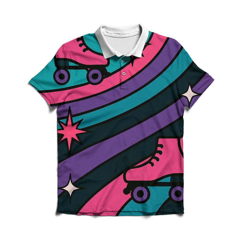 Roller Rink Neon Lanes classic pique polos