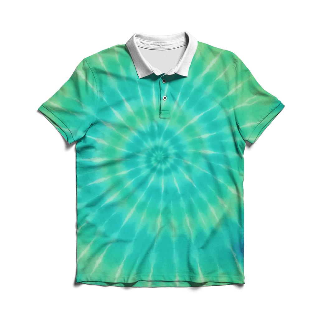 Aurora Spiral Overdye Vortex embroidered polo tops