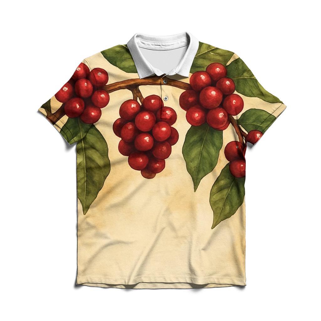Coffee Cherry Canopy premium cotton polo shirts